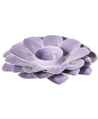 Flower T-light Holder Purple 14x3cm