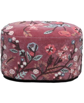 Freya Embroidered Ottoman Rose Pink Velvet