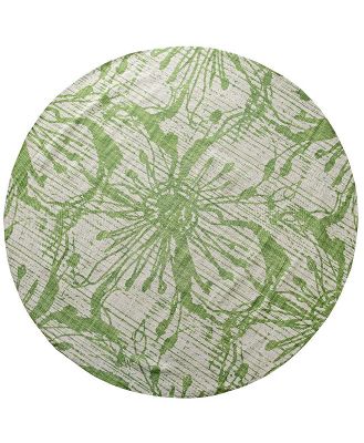 Green Flower Outdoor Round Rug 180cm