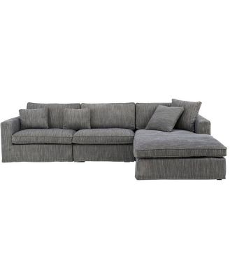 Huxley 3 Seater Blend Sofa with Right Chaise Charcoal Grey Weave C-001