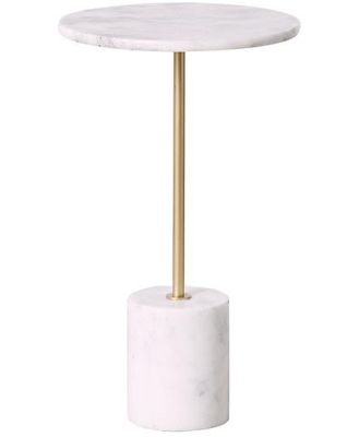 Layla White Marble Round Side Table Large 35.5x61.5cm