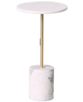 Layla White Marble Round Side Table Small 30x56.5cm