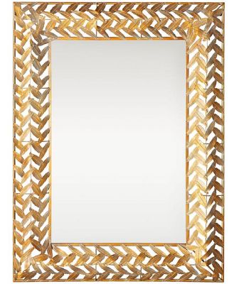 Leaf Rectangle Gold Mirror 120x90cm
