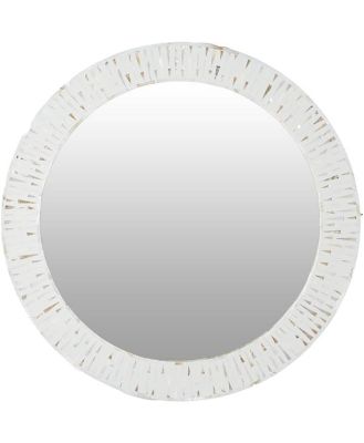 Mother Of Pearl White Round Frame Mirror 76x2.50cm