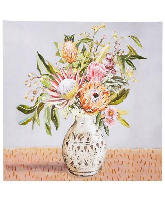 Proteas in Ceramic Vase II Canvas Print 60x60cm