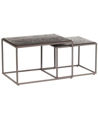 Spence Recycled Teak Nested Cube Coffee Tables Black