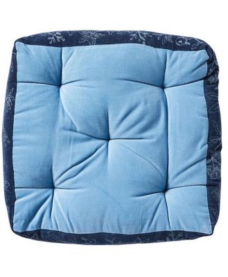 Stitch Floor Cushion Lux Blue with Bird Embroidery 45x45x10cm