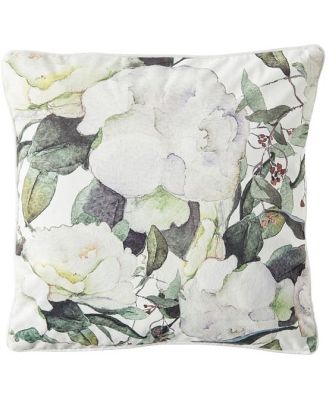 Velvet White Flower Cushion 45x45cm
