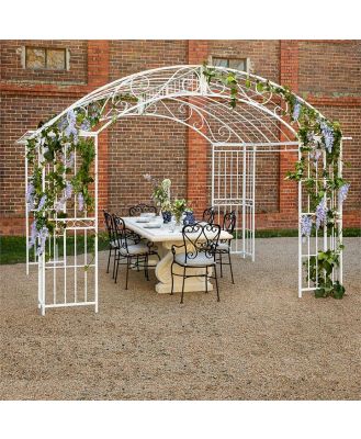 Versailles Gazebo Antique White with Light Grey Canopy NEW BRUSHED FINISH