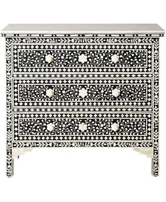 Bone Inlay Chest Black - Early Settler Furniture