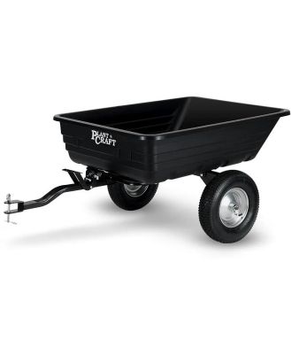 PLANTCRAFT Poly Dump Cart, 272kg Load Heavy Duty Tipper Trailer, 16-inch Tyres, for Ride-on Lawn Mower Tractor, ATV, Quad Bike