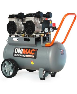 UNIMAC 50L 3.0HP Silent Oil-Free Electric Air Compressor, Portable, Twin Nitto Outlets