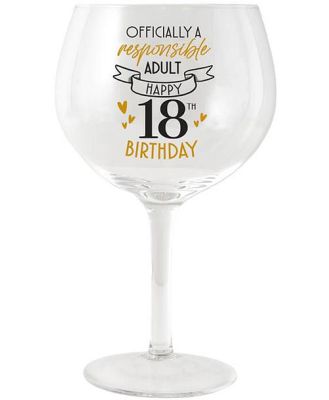 18th Birthday Celebration Balloon Wine Glass