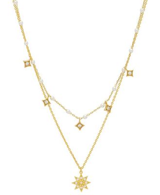 EB Edit - Estella Bartlett Pearl And Star Double Chain Necklace