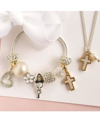 Lauren Hinkley Pearlescent Cross Charm Bracelet