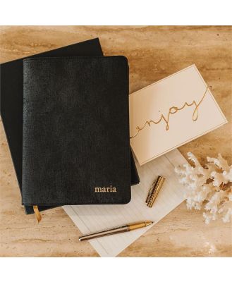 Personalised Black Saffiano A5 Notebook Holder