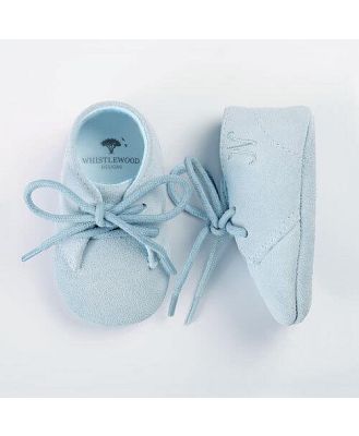 Personalised Blue Suede Baby Shoes in Gift Box