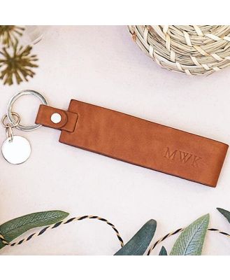 Personalised Women's Tan Leather Keyring