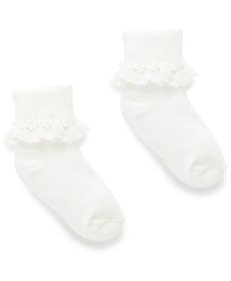 Purebaby Baby White Lace Socks