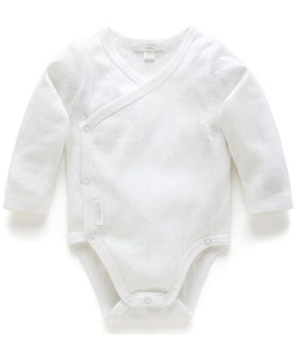 Purebaby Pointelle Long Sleeve Wrap Bodysuit