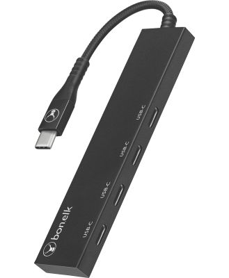 Bonelk ELK-80058-R Bonelk Long-Life USB-C to 4 Port USB-C 3.0 Slim Hub (Black)