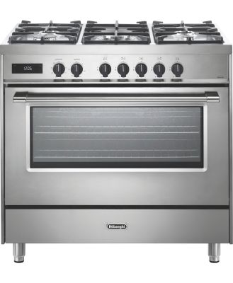 DeLonghi DEF1407S DeLonghi 90cm Dual Fuel Freestanding Cooker Stainless Steel