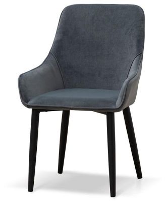 Acosta Dining Chair - Grey Velvet in Black Legs by Interior Secrets - AfterPay Available