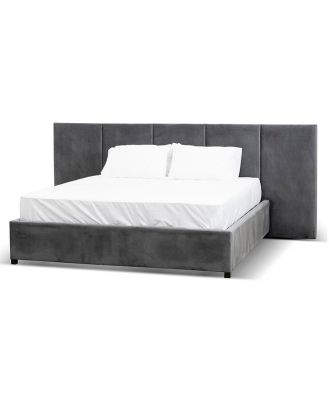Amado King Bed Frame - Charcoal Velvet with Storage by Interior Secrets - AfterPay Available