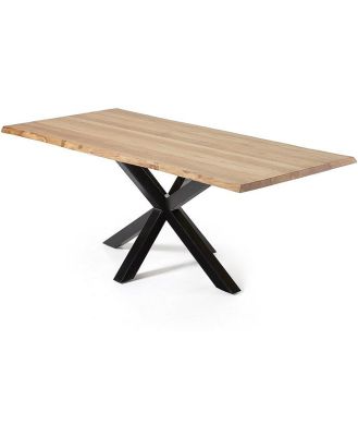 Arya 2.2m Natural Oak Dining Table - Black by Interior Secrets - AfterPay Available