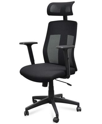 Benson Mesh Fabric Office Chair With Head Rest - Black by Interior Secrets - AfterPay Available