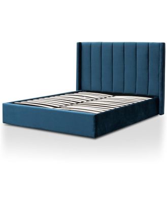 Betsy Queen Bed Frame - Teal Navy Velvet with Storage by Interior Secrets - AfterPay Available