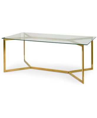 Cannon 1.9m Glass Dining Table - Gold Base by Interior Secrets - AfterPay Available
