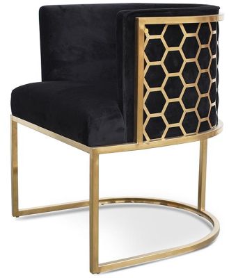 Carma Black Velvet Lounge Chair - Brushed Gold by Interior Secrets - AfterPay Available