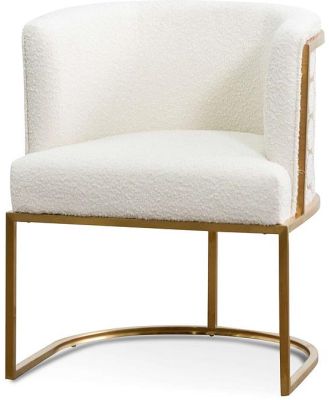 Carma Ivory White Boucle Lounge Chair - Brushed Gold by Interior Secrets - AfterPay Available