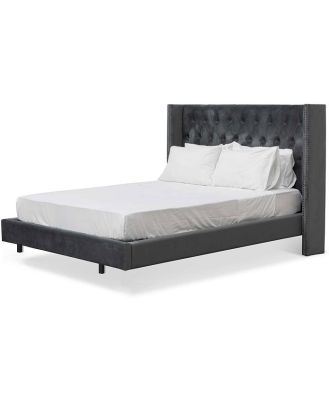 Carolina King Bed Frame - Charcoal Velvet by Interior Secrets - AfterPay Available