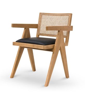 Castro Rattan Dining Chair - Natural with Black Seat by Interior Secrets - AfterPay Available