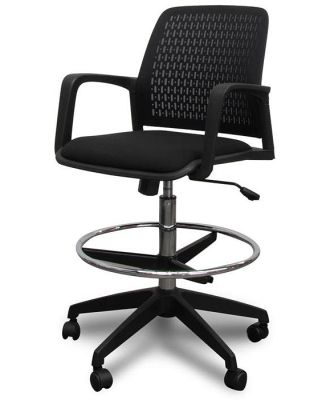 Clayton Drafting Office Chair - Black by Interior Secrets - AfterPay Available