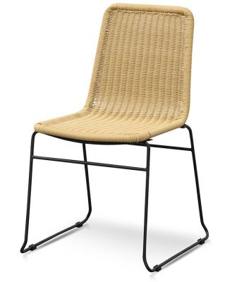 Cortez Natural Rattan Seat Dining Chair - Black Legs by Interior Secrets - AfterPay Available