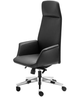 Daroc High Back Leather Office Chair - Black by Interior Secrets - AfterPay Available