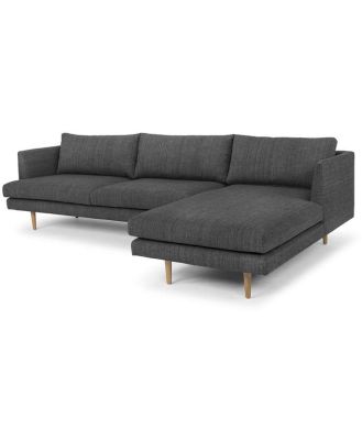 Denmark 3 Seater Fabric Sofa With Right Chaise - Metal Grey by Interior Secrets - AfterPay Available