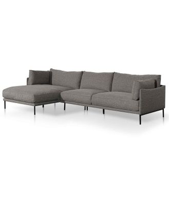 Emilis 4 Seater Left Chaise Fabric Sofa - Graphite Grey by Interior Secrets - AfterPay Available