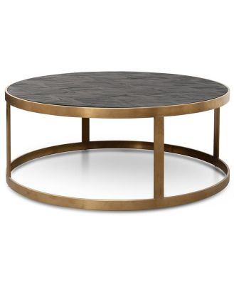 Ex Display - Alenzo Round Coffee Table - Black - Golden Base by Interior Secrets - AfterPay Available
