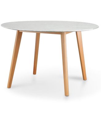Ex Display - Aron 120cm Round Marble Dining Table - Natural Base by Interior Secrets - AfterPay Available