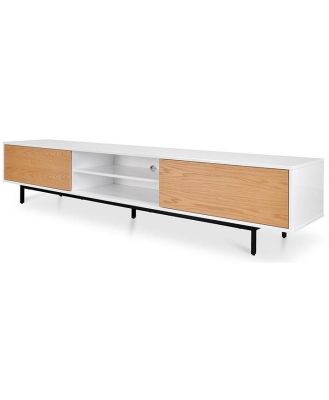 Ex Display - Blake 2.3m Wooden TV Entertainment Unit - Lowline - Natural by Interior Secrets - AfterPay Available