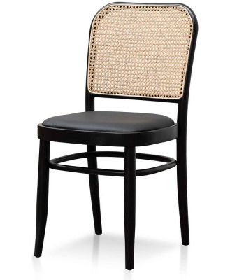 Ex Display - Bonilla Black Cushion Dining Chair - Natural Rattan by Interior Secrets - AfterPay Available