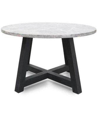 Ex Display - Carlson 130cm Grey Marble Round Dining Table with Glass Top by Interior Secrets - AfterPay Available