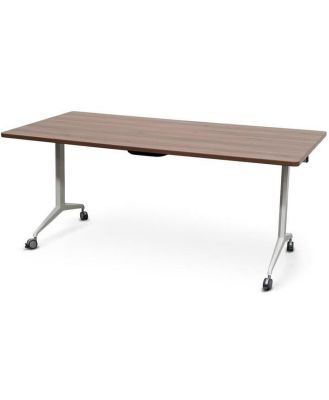 Ex Display - Clint Foldable Wooden Training Table â€“ Kass Walnut by Interior Secrets - AfterPay Available
