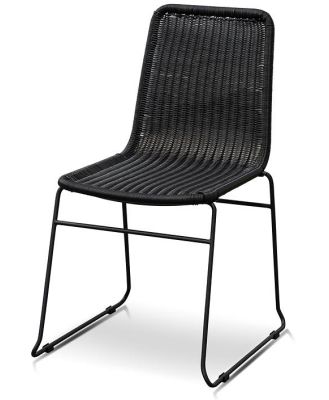 Ex Display - Cortez Rattan Seat Dining Chair - Full Black by Interior Secrets - AfterPay Available