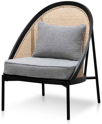Ex Display - Elba Rattan Back Lounge Chair - Grey Seat and Black Frame by Interior Secrets - AfterPay Available