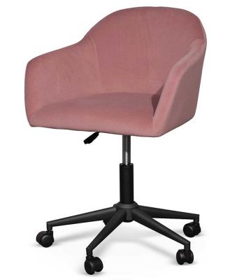 Ex Display - Enoch Blush Velvet Office Chair - Black Base by Interior Secrets - AfterPay Available